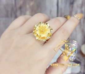 NHẪN HOA 6 CÁNH 2 TẦNG 
