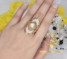 NHẪN TO BẢN ĐÍNH ĐÁ  TRẮNG 