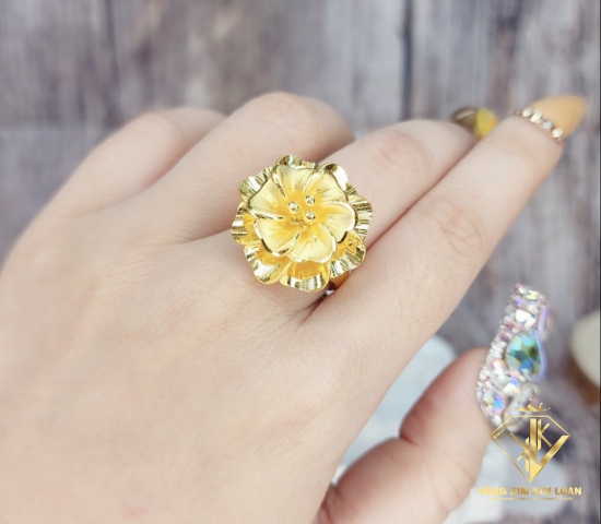 NHẪN HOA 6 CÁNH 2 TẦNG 