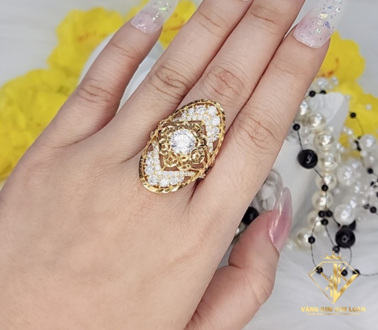NHẪN TO BẢN ĐÍNH ĐÁ  TRẮNG 